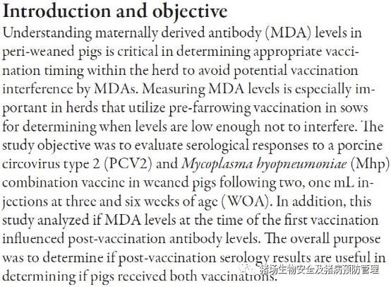 利用接种后仔猪抗体水平评估母源抗体干扰和疫苗免疫效果