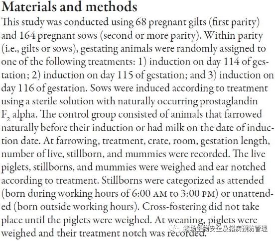 母猪诱导分娩对产活仔数的影响