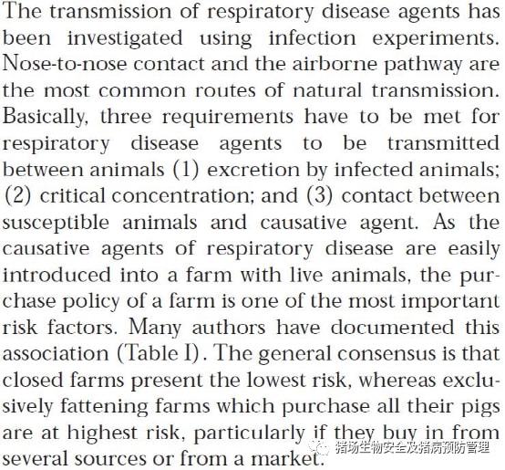 流行病学调查环境危险因素对猪呼吸系统疾病的影响